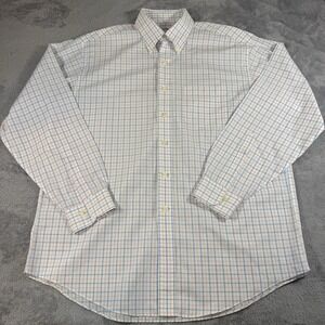 Brooks Brothers 346 Mens White Plaid Non Iron Cotton Dress Shirt Sz. L